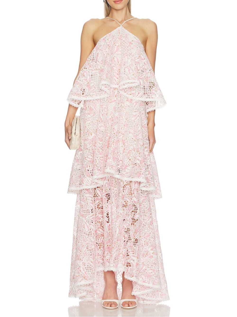 Elliatt Valencia Tiered Gown in Pink Multi